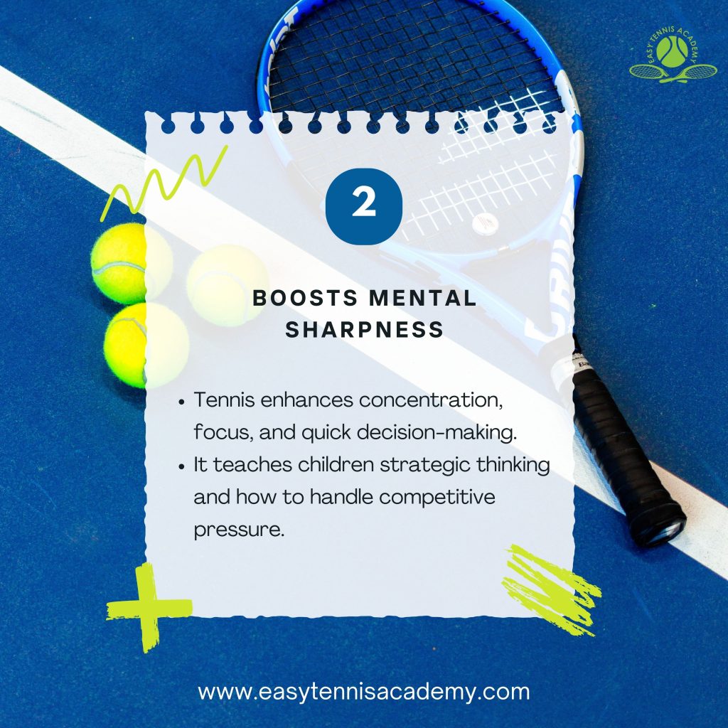 Here are five key benefits of playing tennis for children.