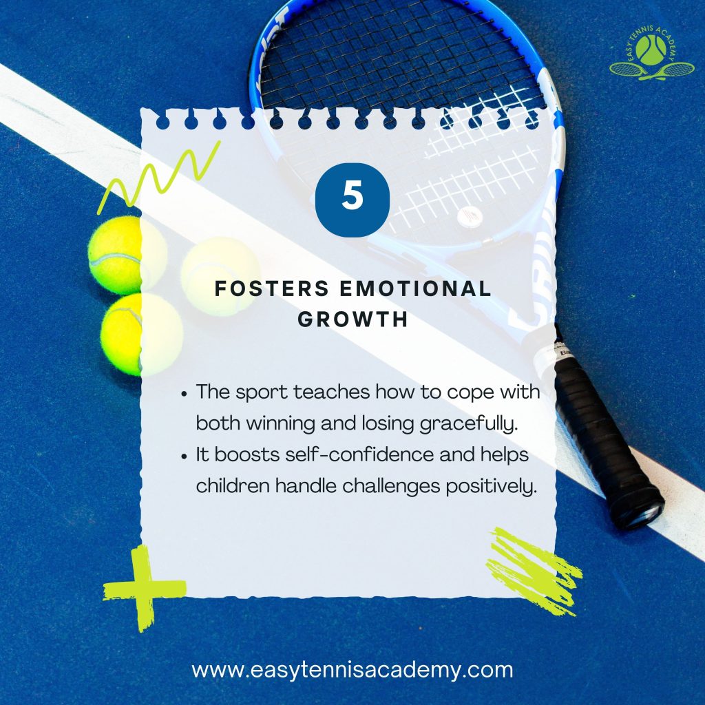 Here are five key benefits of playing tennis for children.